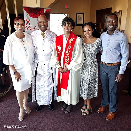 2019 / Pastor J. Edgar Boyd, his wife First Lady Florence Boyd, Rev. Patricia Shaw, her daughter Krystal Langley and Rockish McKenzie - Los Angeles
