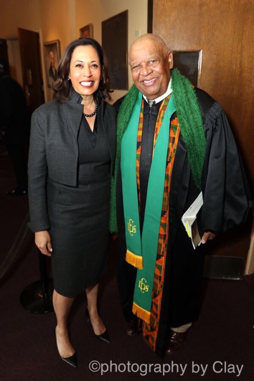 Rev. Walt Baby Love and Kamala Harris at at FAME Church